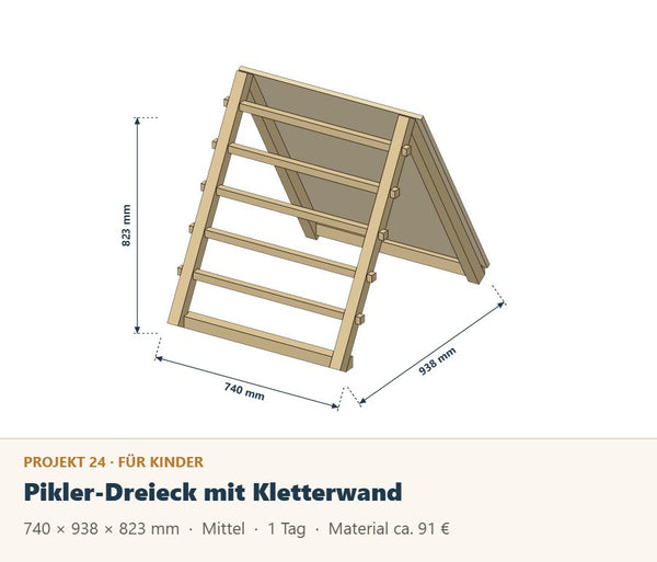 Pikler-Dreieck selber bauen: Bauplan mit Kletterwand